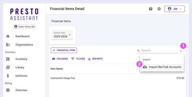 Quickly import all RevTrak account information