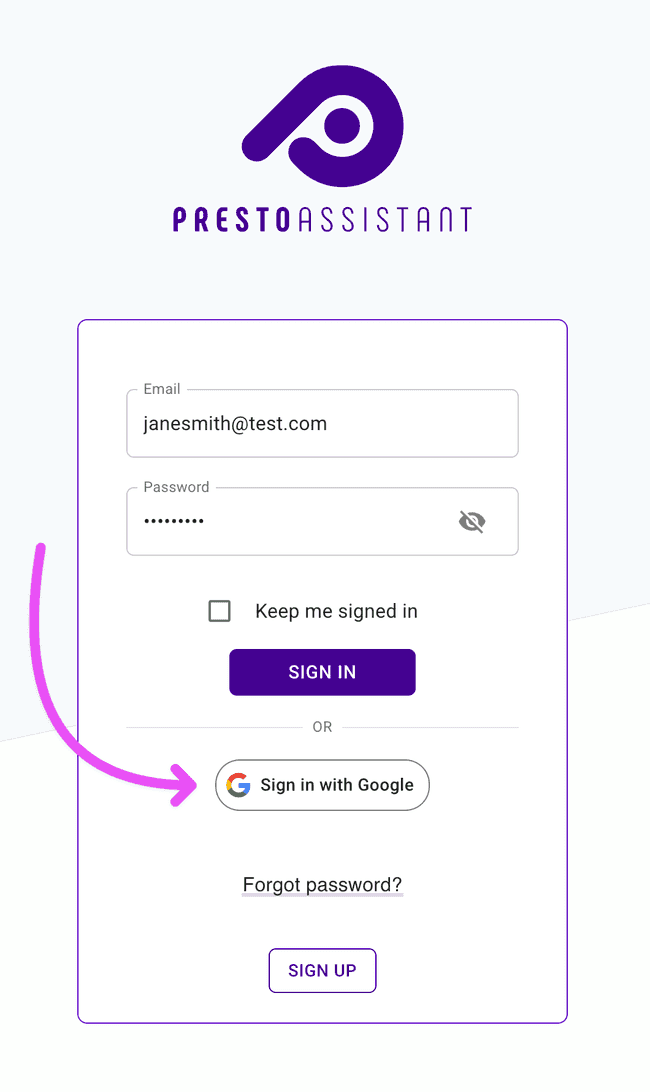 Sign in or sign up with Google